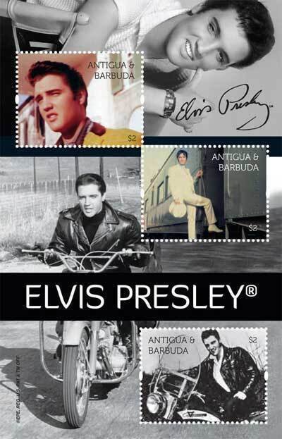 Antigua - Elvis Presley & Motorcycle - 3 Stamp  Sheet ANT1117H