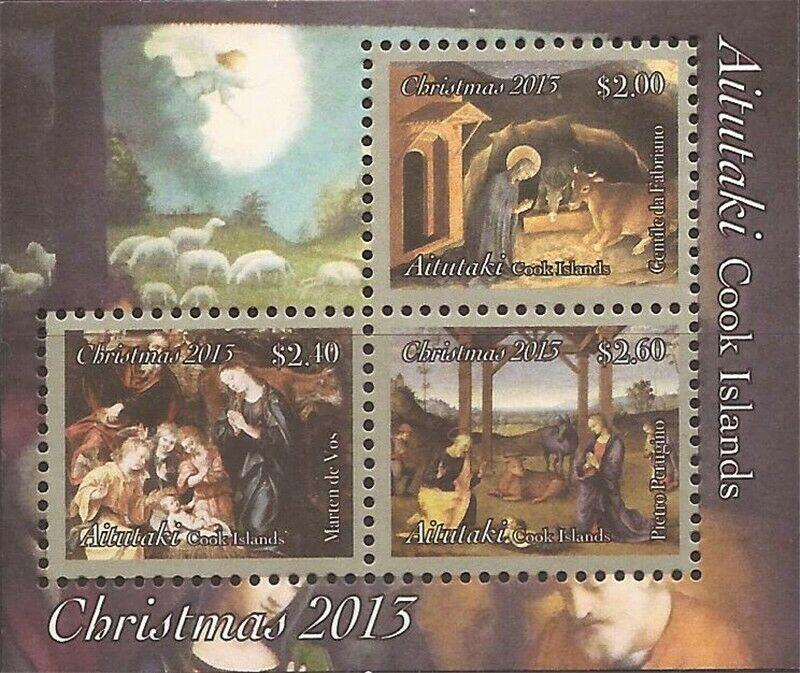 WD03/09/21-Aitutaki 2013 Christmas 3 Stamp Souvenir Sheet Scott #619 1M-032