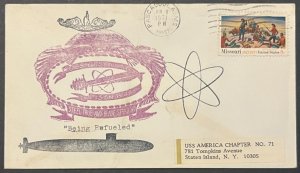 USS GREENLING SSN-614 STEEL TRUE AND BLADE STRAIGHT REFUELING JUN 1971 CACHET