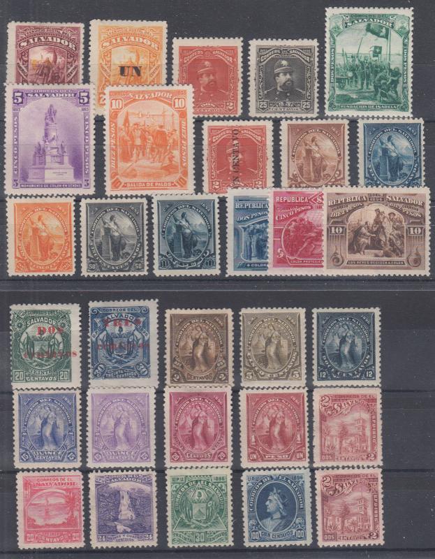 Salvador Sc 67/157C MOG. 1892-96 issues, 31 different, sound. Nice group.