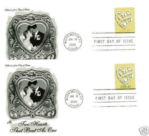 4271-72 Wedding Hearts ArtCraft set of two  FDCs