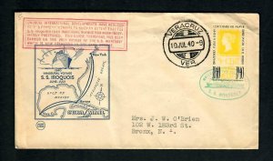 #150a Cover Mexico 10-9-1940 S.S. Iroquois Posted at Sea Indefinitely Postponed