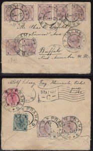 Austria - 1901 - Scott #70a(x10!),73a,75a - used on cover PRAG to Buffalo USA