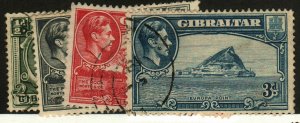 Gibraltar #107, 110, 110B, 111 used