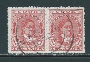 Cook Islands 9 1d Queen pair Used (z1)