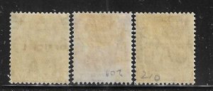 TRINIDAD SCOTT O8-O10 1909-10 OFFICIAL OVERPRINTS- MINT HINGED