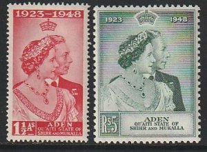 1949 Aden (Quaiti) - Sc 14-15 - MH VF - 2 single - Silver Wedding