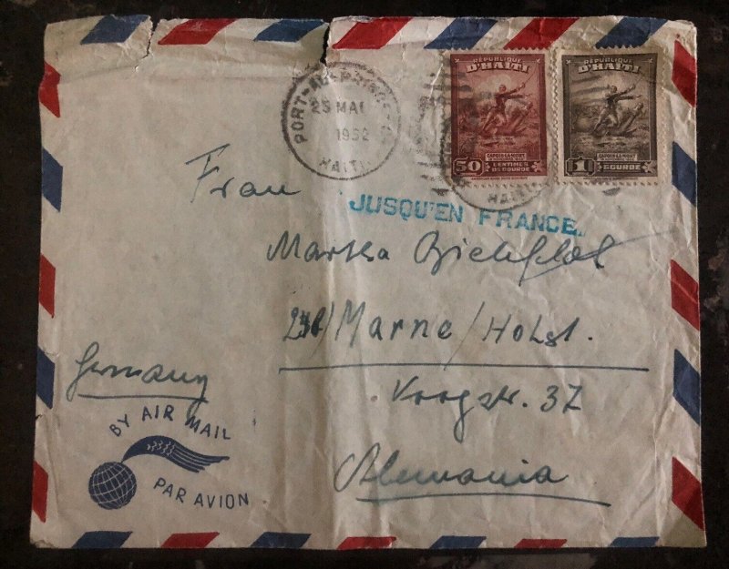 1952 Port Prince Haiti Airmail Cover To Marne Germany Via France