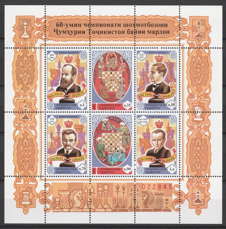 Tajikistan 2001 Chess MNH sheet 