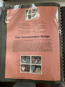 USPS Souvenir Page Scott 2372-2375 1988 cats stamps