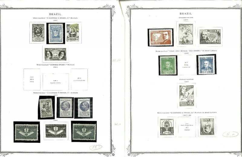 Brazil 1940-1957 MNH & Hinged in Mounts on Remaindered Scott Spec. Pages