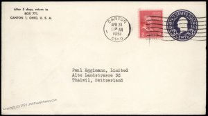 USA 2c Prexie Transatlantic Postal Stationery Cover 80763