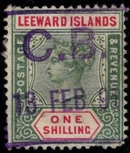 1890 Leeward Islands Scott #- 7 1 Shilling Queen Victoria Fiscal Cancel Used