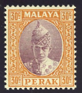 Malaya - Perak 1938 30c red-purple & orange (thin striated paper) MNH. SG 116a.