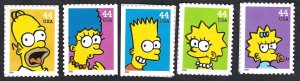 United States #4399-4403 44¢ Simpsons (2009). Five singles. MNH