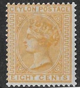 Ceylon Sc #92  8c yellow NH FVF