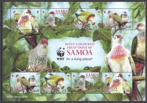 Ft123 2011 Samoa Wwf Birds Fruit-Dove Fauna #1079-82 1Kb Mnh