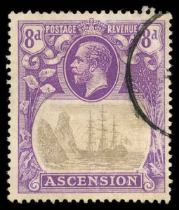 ASCENSION Sc 18 VF/USED - 1924 8p  George V & Seal of the Colony-See Description