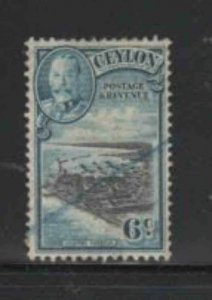 CEYLON #266 1935 6c KING GEORGE VI & COLOMBO HARBOR F-VF USED a