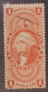 Scott R66c - $1.00 Conveyance Revenue Stamp - Used - SCV - $27.50