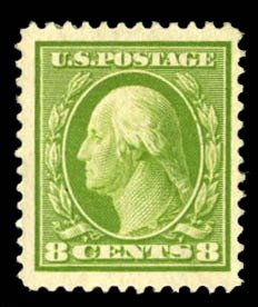 United States, 1904-9 #337 Cat$45, 1908 8c olive green, heavy hinge remnant