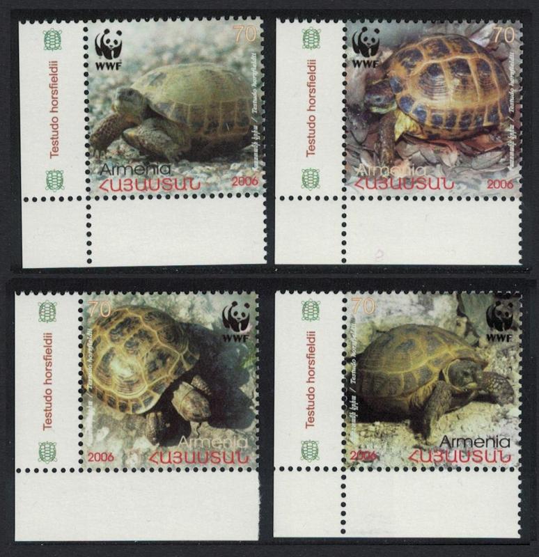 Armenia WWF Four-toed Tortoise 4v Bottom Left Corners SG#605-608 MI#561-564