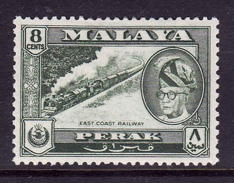 Malaya-Perak-SC#131 unused hinged-8c dark green-Sultan-1957-