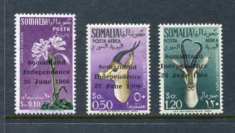 Somalia 242, C68-C69, MNH, Independence 3v overprinted SCV-$88.0 1960. x27923