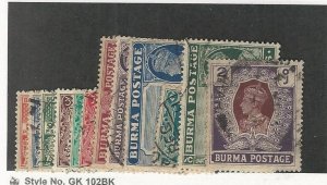Burma, Postage Stamp, #18A//31 Used, 1938-40 