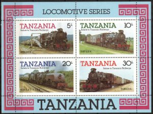 Tanzania 1985 Trains Locomotives S/S MNH