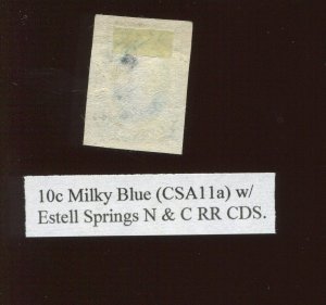 CSA 11a Used Stamp on Piece with Estell Springs, N.&C.R.R. Cancel BX5184