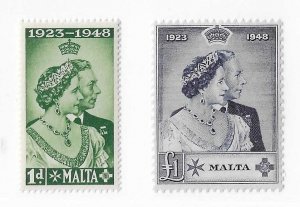 Malta Sc #223-224 Silver Wedding set of 2 NH VF