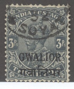 India- Convention States, Gwallior, Scott #51, Used