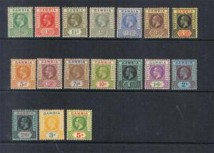 Gambia 1912 KEVII SG 86-102 set of 17 MH