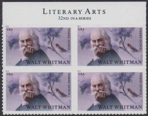 US 5414 Literary Arts Walt Whitman three ounce header block 4 MNH 2019