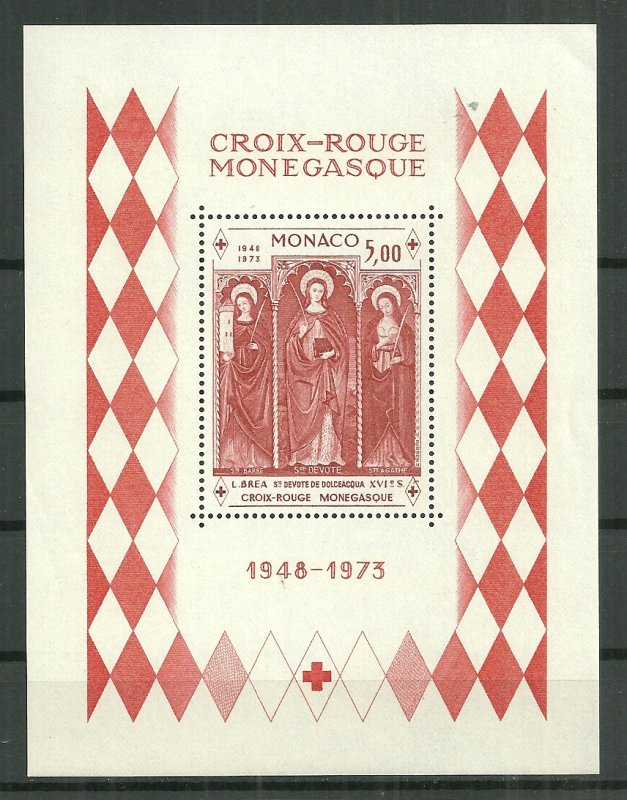 1973 Monaco 864  Red Cross souvenir sheet MNH