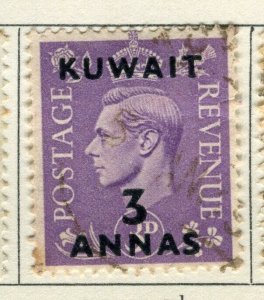 KUWAIT; 1948 early GVI surcharged issue fine used 3a. value