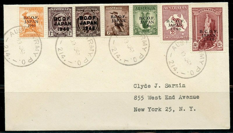 AUSTRALIA SCOTT# M1-7 SG J1/7 ON PHILATELIC COVER TO NEW YORK AS SHOWN