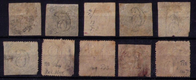 Australia 1854 New South Wales Sc 27-29,31a,39,40,42 Lot Of (10)Imperf/perf F-VF