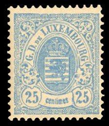 Luxembourg #46 Cat$240, 1880 25c blue, lightly hinged