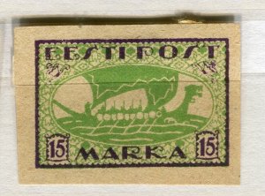 ESTONIA; 1919-20 Imperf pictorial issue fine Mint hinged Shade of 15M. value