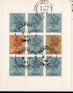 GB 1984 Christian Heritage Multivalue Pane MISSING PHOSPHOR. Used on cover. D...