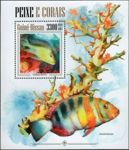 Corals and Fishes Stamp Geophagus Altifrons Choerodon S/S MNH #6852 / Bl.1203