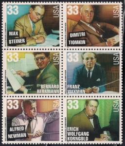 #3339-44 33 cent Hollywood Composers Stamp Mint OG NH XF