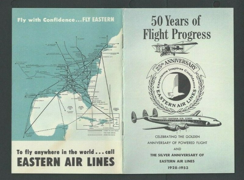 1953 Eastern Airlines 50 Year Celebration Of powered Flight Pamphlet 20 P