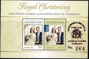 Australia 2014 Royal Christening Prince George Msheet  OP Earlwood Club 064 MNH