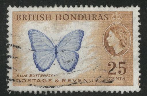 British Honduras Scott 151 Used perf 14 Butterfly stamp