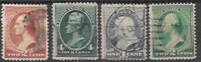 US Beautiful used stamps #210-213