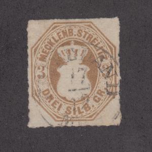 Mecklenburg-Strelitz Sc 6 used 1864 3sg bistre, Scarce