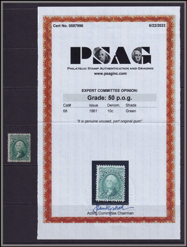 #68 Mint PG, Fine+, Attractive. PSAG cert #0597996 (CV $375 - ID38751) - Jose...